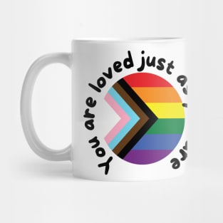 Pride Love T-Shirt, "You Are Loved Just As You Are" Rainbow Graphic Tee, LGBTQ+ Support, Perfect Pride Month Gift Mug